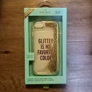 NWT: KATE SPADE; LIQUID "GLITTER IS MY FAVORITE COLOR" i PHONE 7 CASE.